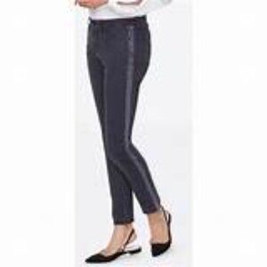 NWT NYDJ Sheri Slim Black Denim Jeans Lift Tuck Technology Size 6 Side Stripe